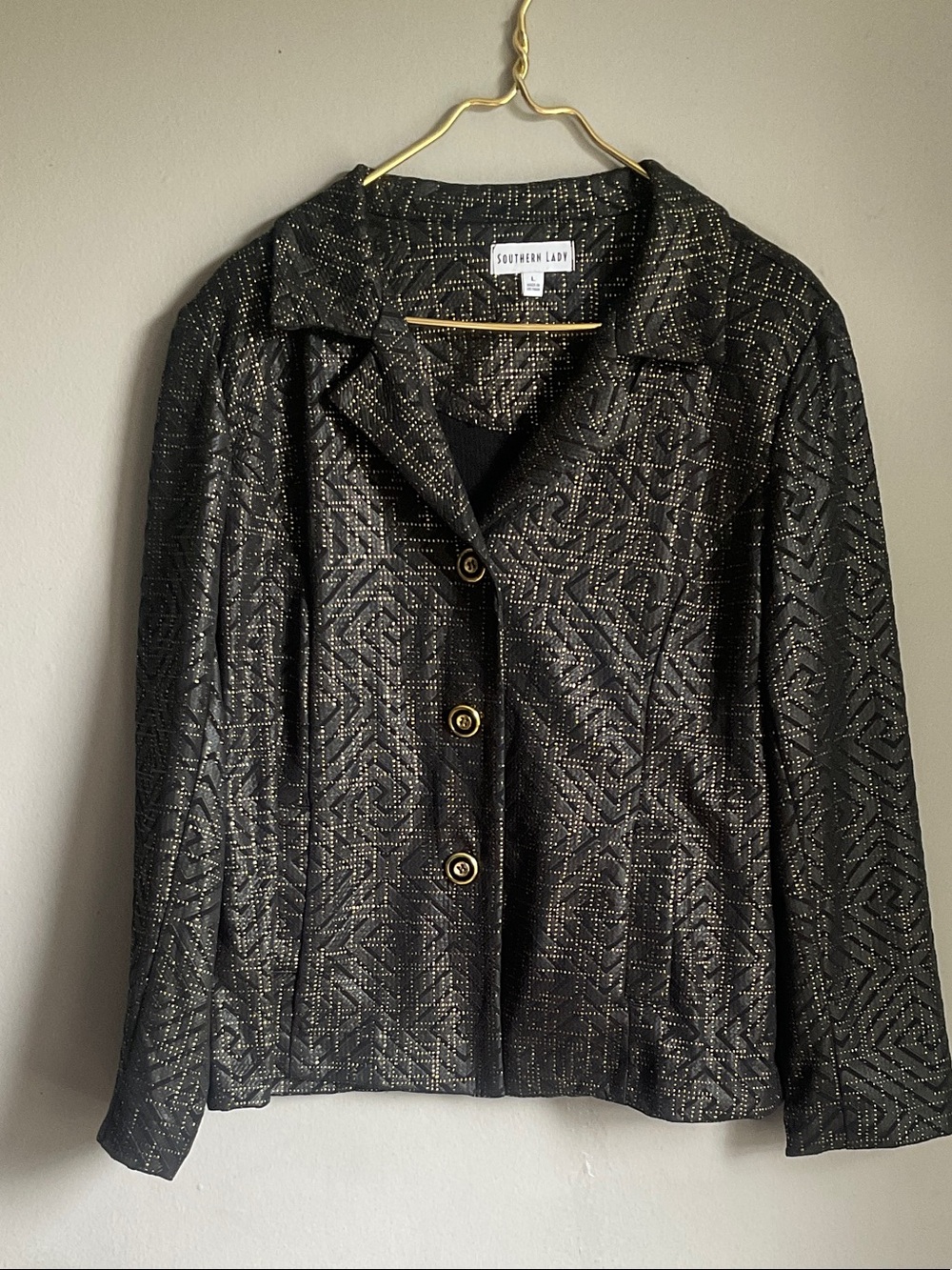 Southern Lady Black Jacket with Gold Thread Detail